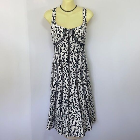 Nanette Lepore Dress Black White Fit & Flare "LEOPARD" Dress Excellent~S… - Picture 2 of 8